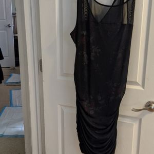 Rose print sheer overlay